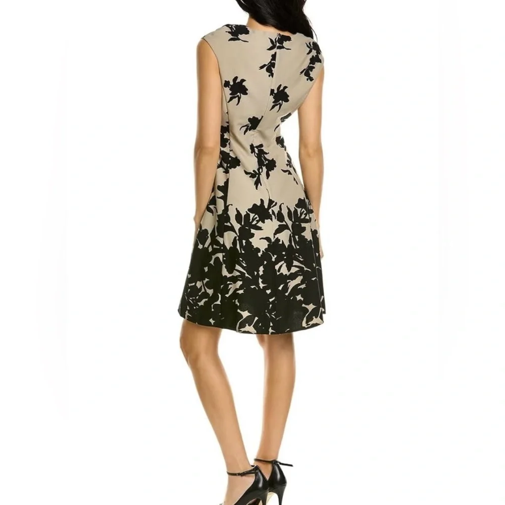 London Style Black and Cream Midi Dress - Picture 3 of 12
